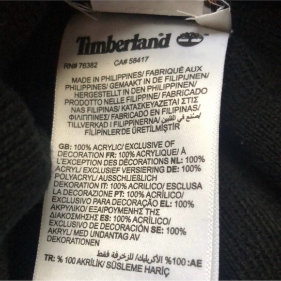 New Timberland Hat Men’s Winter Black Cuffed Knit Beanie Hat Casual Outdoor Fall - Picture 9 of 11